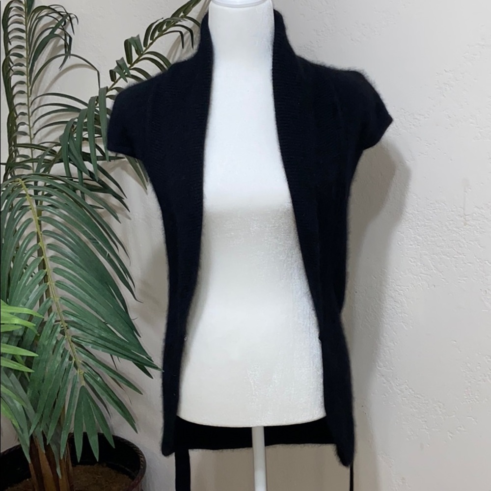 Between Me & You Black Tie Up Sleeveless Cardigan